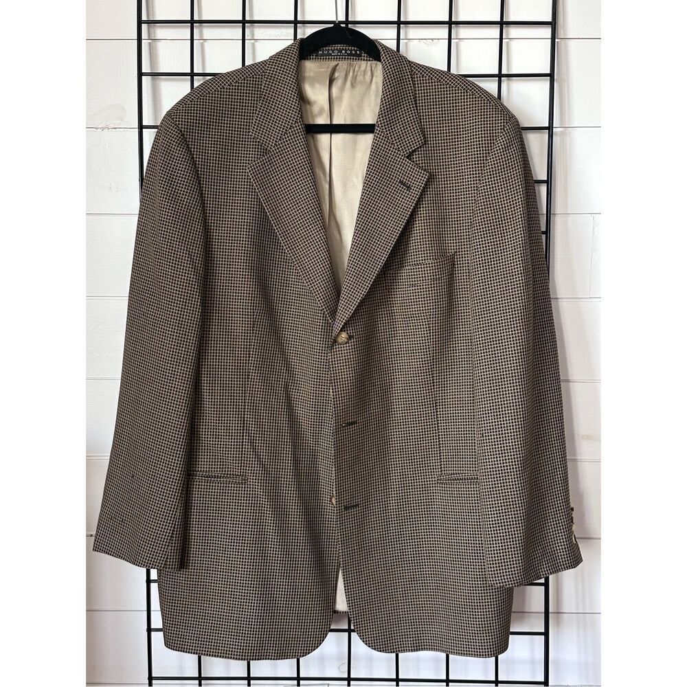 Hugo Boss Einstein Blazer Mens 46R Brown 3 Button Vintage 80s USA Union